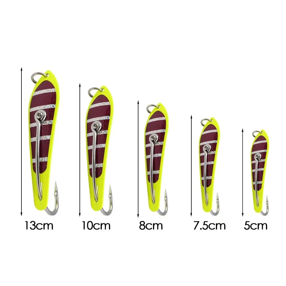 Metal Strong Triple Hooks Spoon Lure Saltwater Fishing Lure With Feather Laser Body Sinking Bait Carp Fishing Bait Accessories