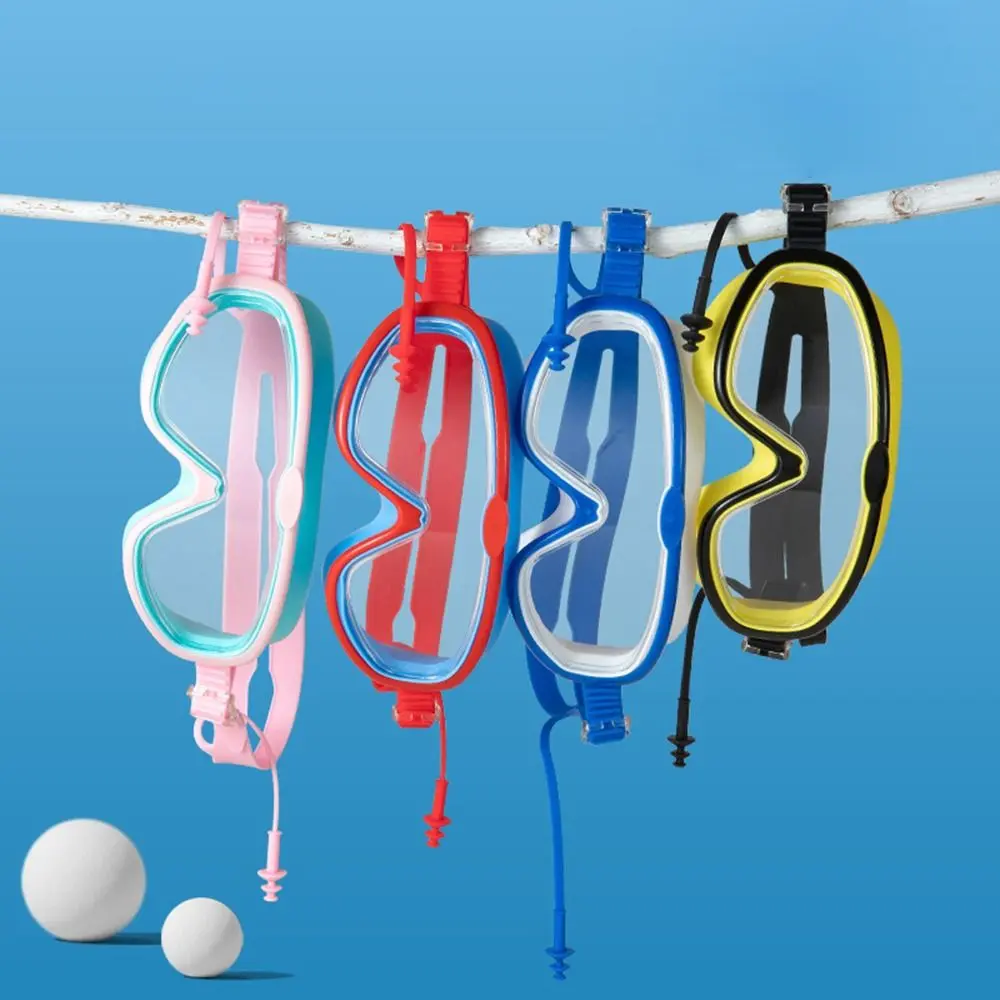 Big Frame Swim Goggles Anti-Fog Wide View Scuba Diving Goggles Candy Color Swimming Glasses with Earplugs for Adult Youth