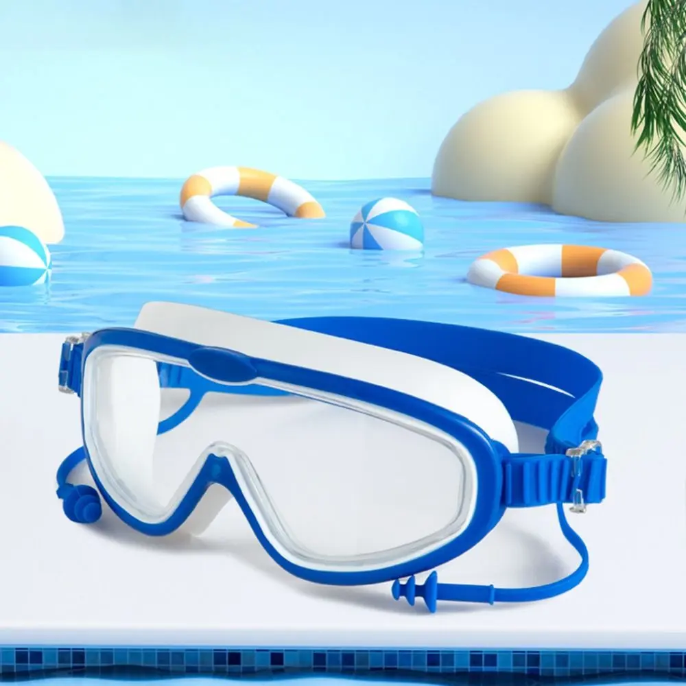 Big Frame Swim Goggles Anti-Fog Wide View Scuba Diving Goggles Candy Color Swimming Glasses with Earplugs for Adult Youth