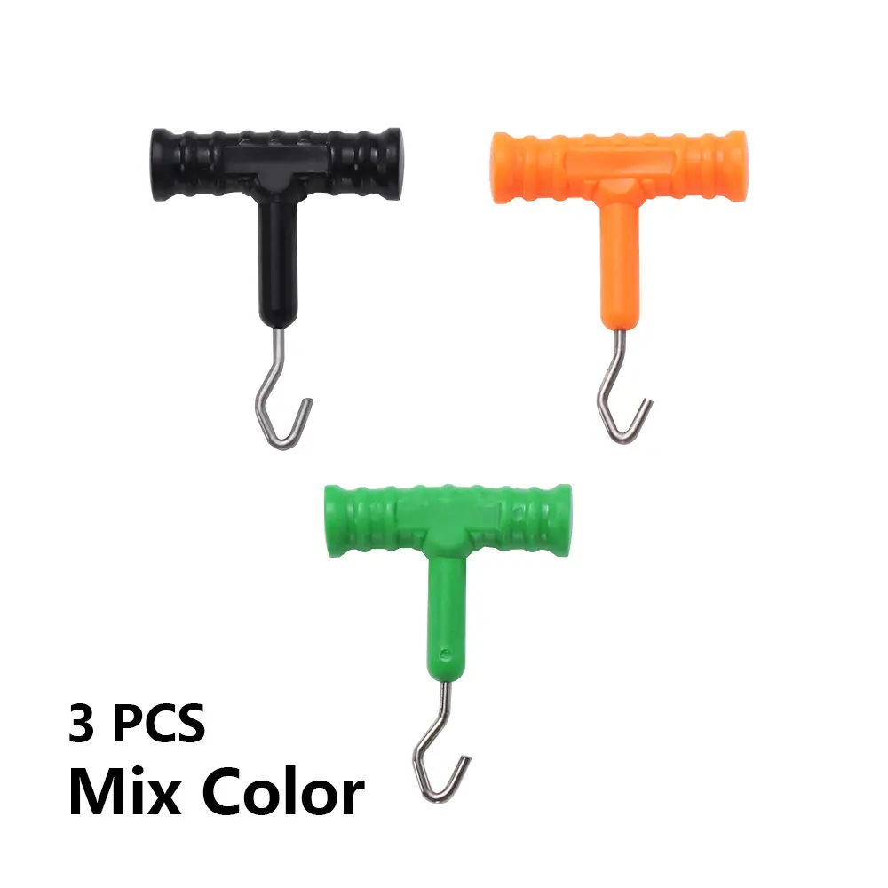 3PCS ABS Grip+Stainless Steel Smooth Knot Hook Carp Fish Knot Puller Rig Making Rig Tool Terminal Fishing Tackle Accessories