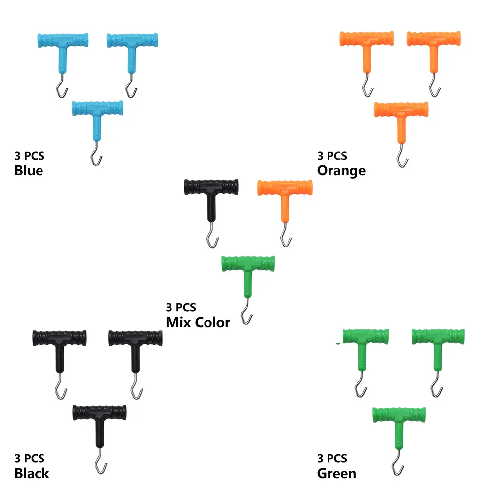 3PCS ABS Grip+Stainless Steel Smooth Knot Hook Carp Fish Knot Puller Rig Making Rig Tool Terminal Fishing Tackle Accessories