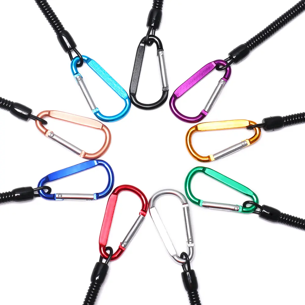 1PC TPU Retractable Spring Elastic Rope Security Lock Plastic Retractable Tether Anti-lost Keychain Carabiner Climbing Accessory