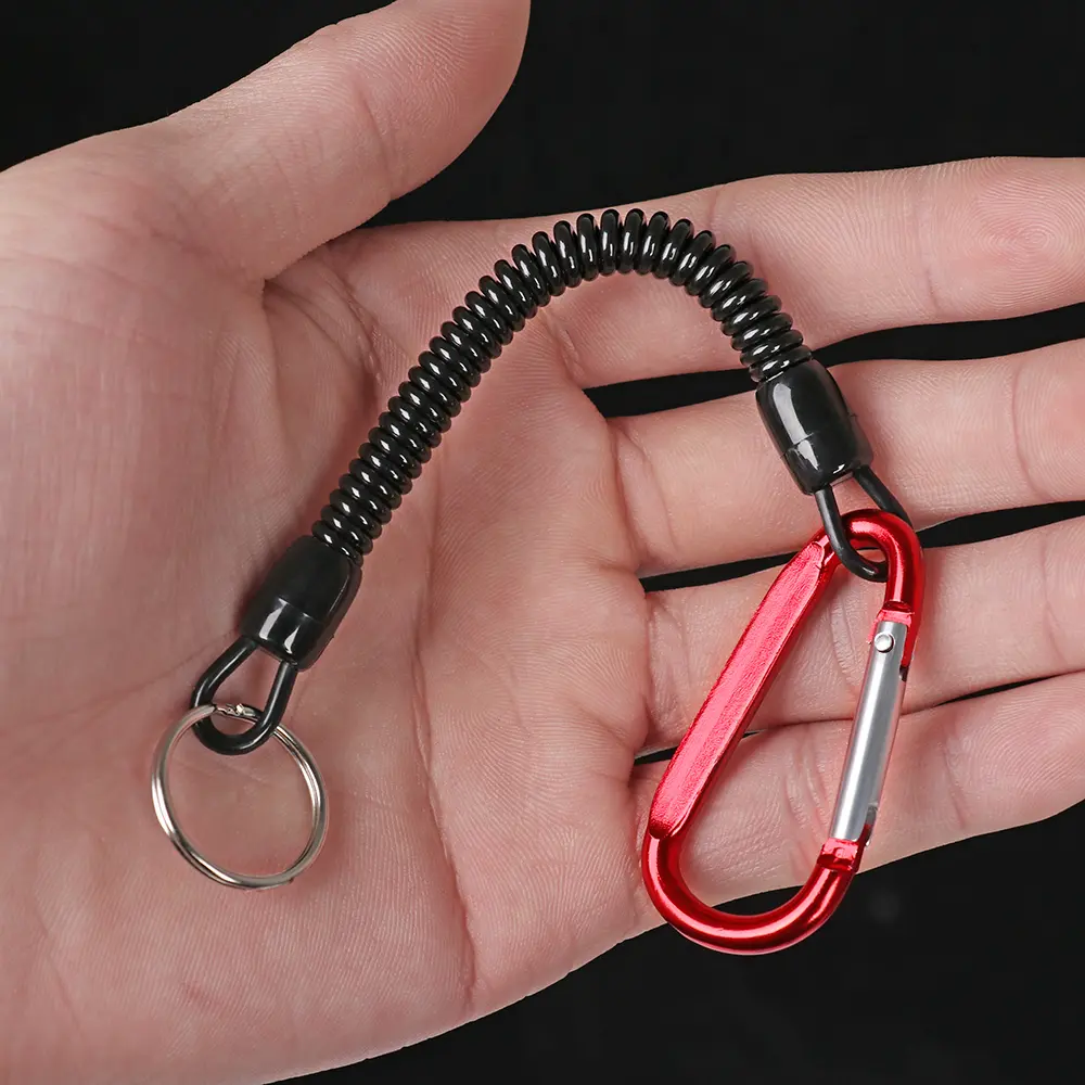 1PC TPU Retractable Spring Elastic Rope Security Lock Plastic Retractable Tether Anti-lost Keychain Carabiner Climbing Accessory