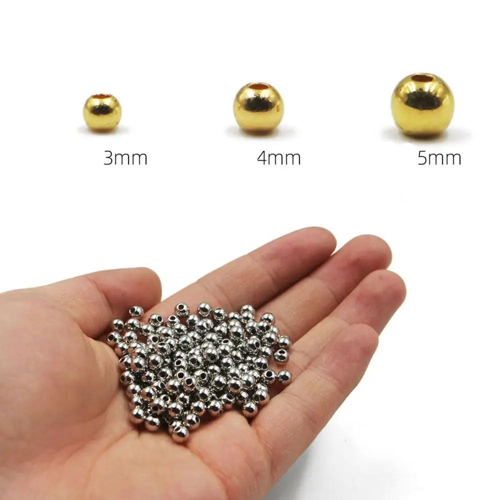 100PCS 3.0mm/4.0mm/5.0mm Gold Silver Plastic Beads Fly Tying Beads Nice-Designed Fly Tying Material Fishing Accessories Tools