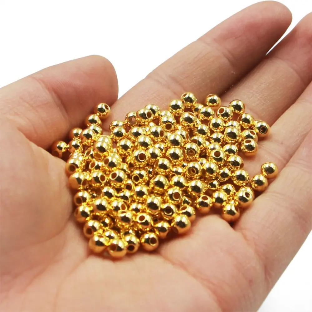 100PCS 3.0mm/4.0mm/5.0mm Gold Silver Plastic Beads Fly Tying Beads Nice-Designed Fly Tying Material Fishing Accessories Tools
