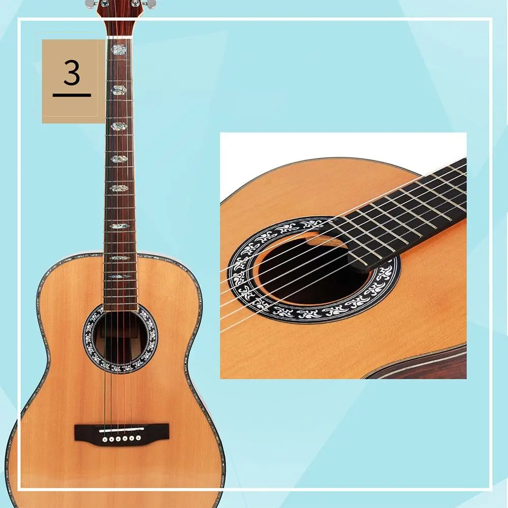 Guitar Sound Hole Decal Guitar Personalized Pattern Self Adhesive PVC Sticker Acoustic Classical Guitar Accessories Parts