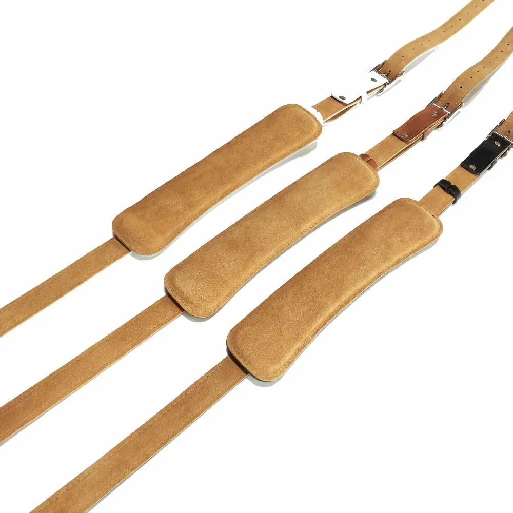 PU Color Leather Electric Guitar Strap Solid Color Adjustable Guitar Crossbody Strap with Shoulder Pad Guitar Accessories