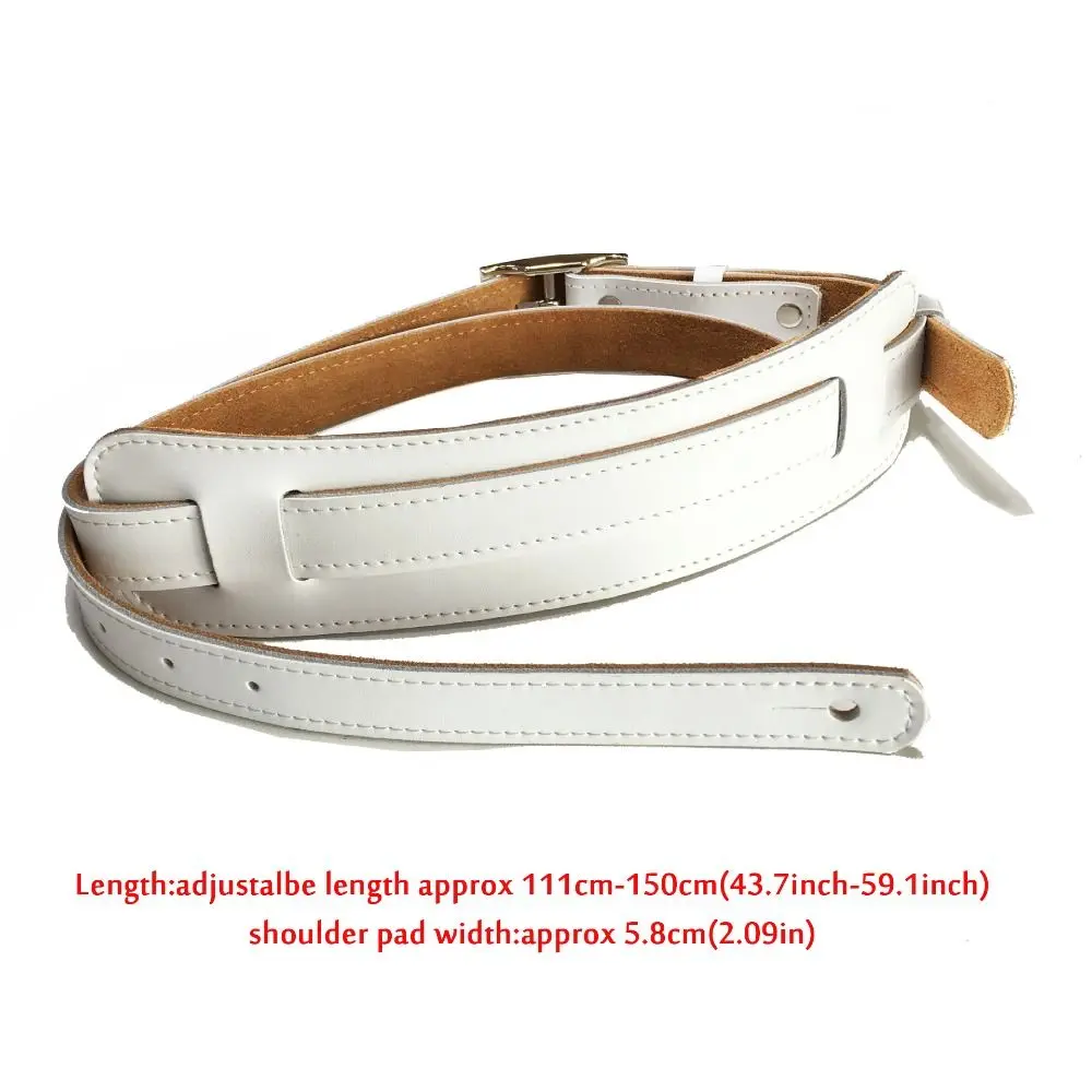 PU Color Leather Electric Guitar Strap Solid Color Adjustable Guitar Crossbody Strap with Shoulder Pad Guitar Accessories
