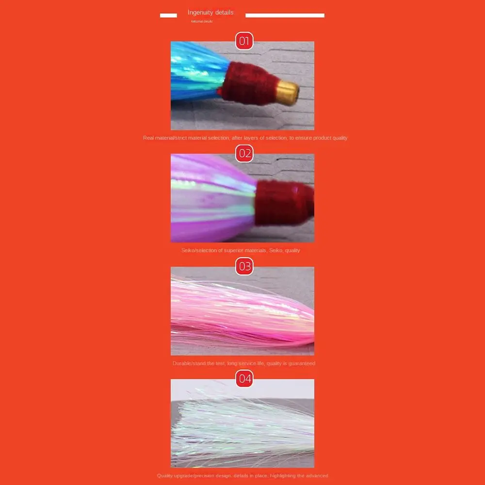 10PCS Colorful Rubber Trolling Skirt Fishing Bait Flash Line Portable Tuna Lure Artificial Bait Rig Fishing Hooks Fishing Tackle