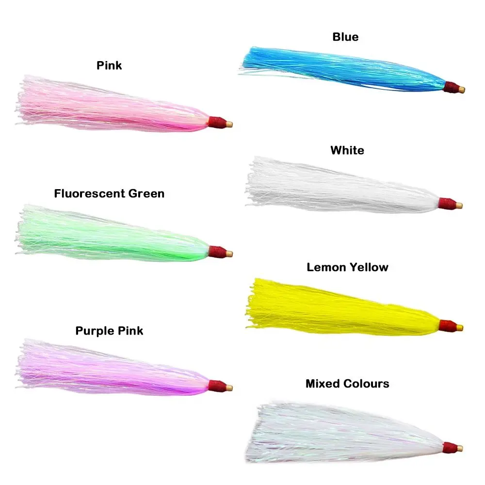 10PCS Colorful Rubber Trolling Skirt Fishing Bait Flash Line Portable Tuna Lure Artificial Bait Rig Fishing Hooks Fishing Tackle