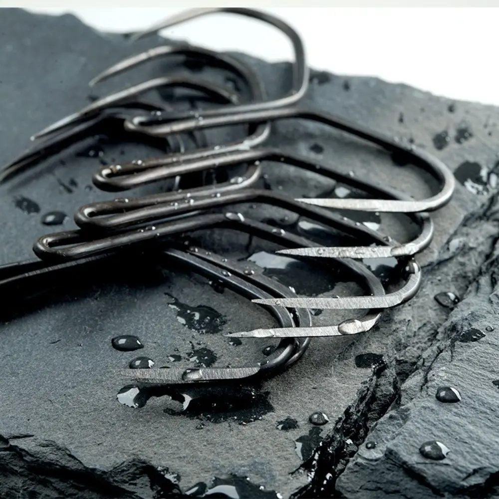 10Pcs High Carbon Steel Butterfly Hook grind Nonbarb Black Nickel Strong Anchor Hook Ice Fishing Winter Fishing Tackle Accessory