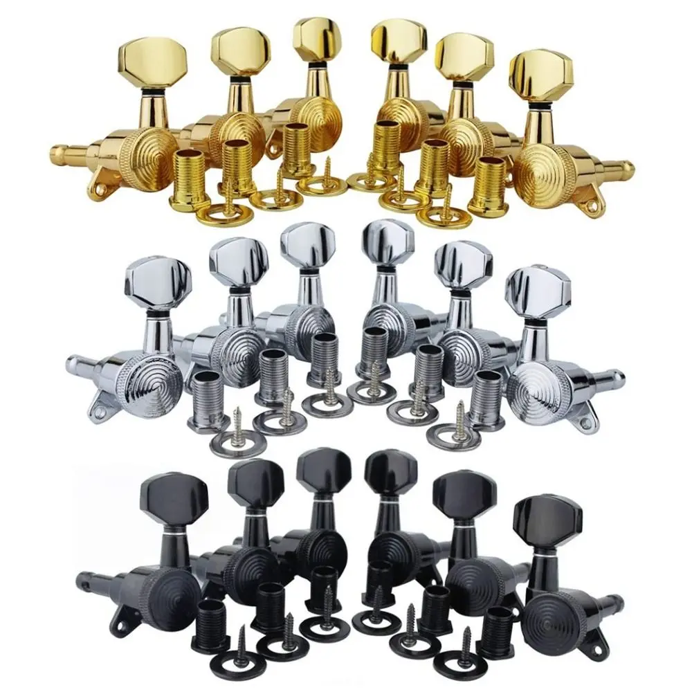 6PCS/Set Chrome Guitar Locking Tuners Lock String Silver/Gold/Black Electric Guitar Machine Heads Tuners Guitar Tuning Pegs
