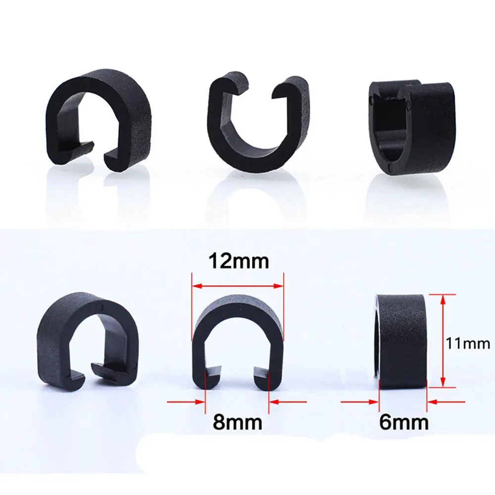 10Pcs Cycling Plastic C-Type Buckles Clasps Brake Cable Pipe Line C-Clips Transmission Lines Pipes Fixation Snap Clips Bike Part