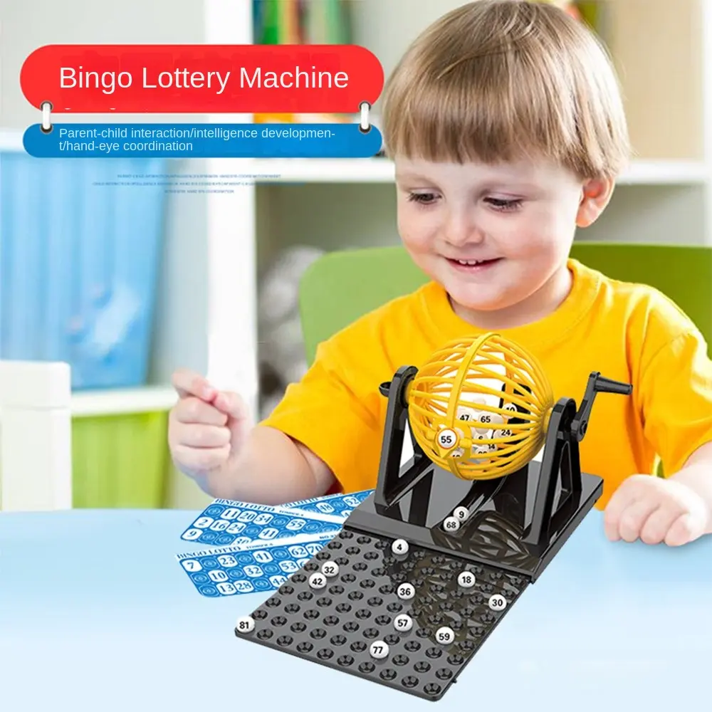 High Quality ABS Bingo Lotto Game Set Interactive Revolving Machine Bingo Cage Game Rotary Cage Bingo Balls Home Entertainment