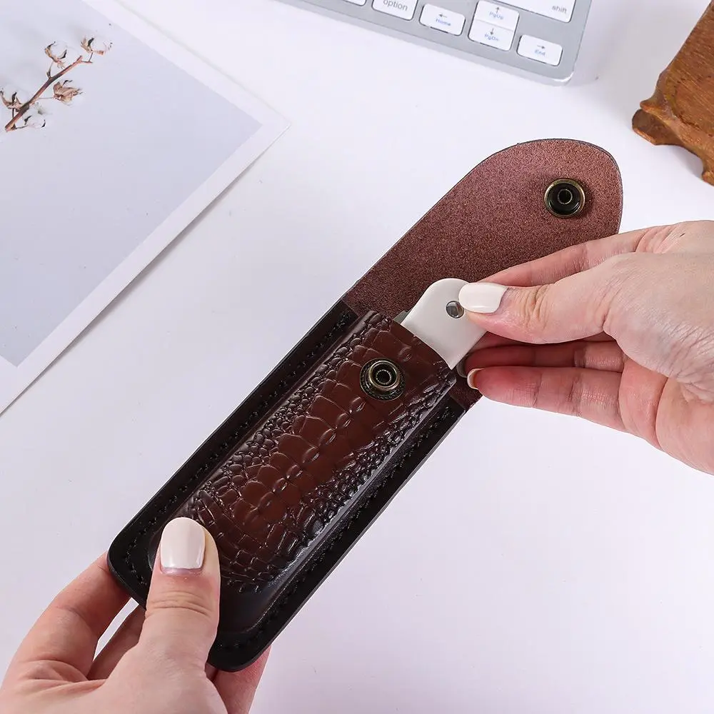 Fold Knife Cowhide Leather Sheath Scabbard Straight Sheath Cover Protector Bag Knife Cover Knife Sheath Holster Outdoor Tools