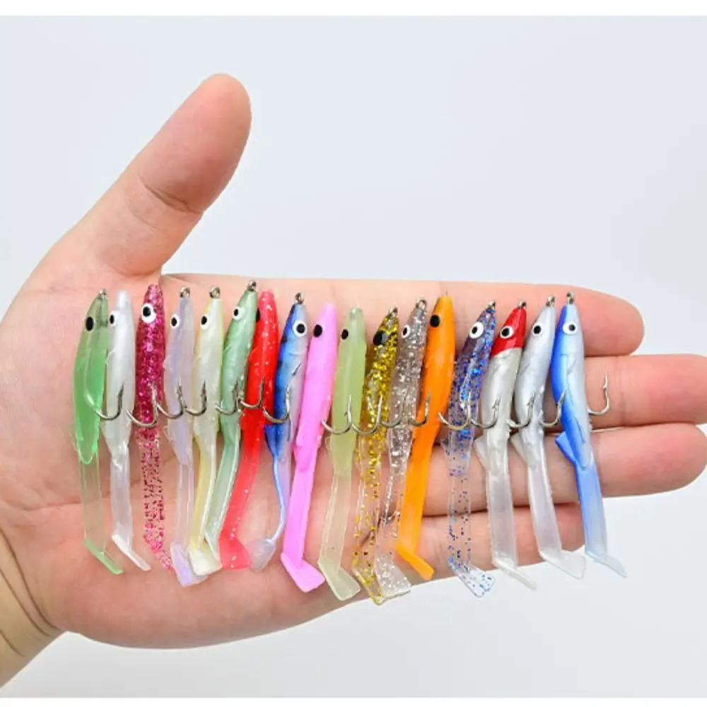 17PCS Mixed Color Raglou Fishing Sea Fishing Spinning Soft Lure Silicone Bait Shad Silicone Fishing Trolling Artificial Bait