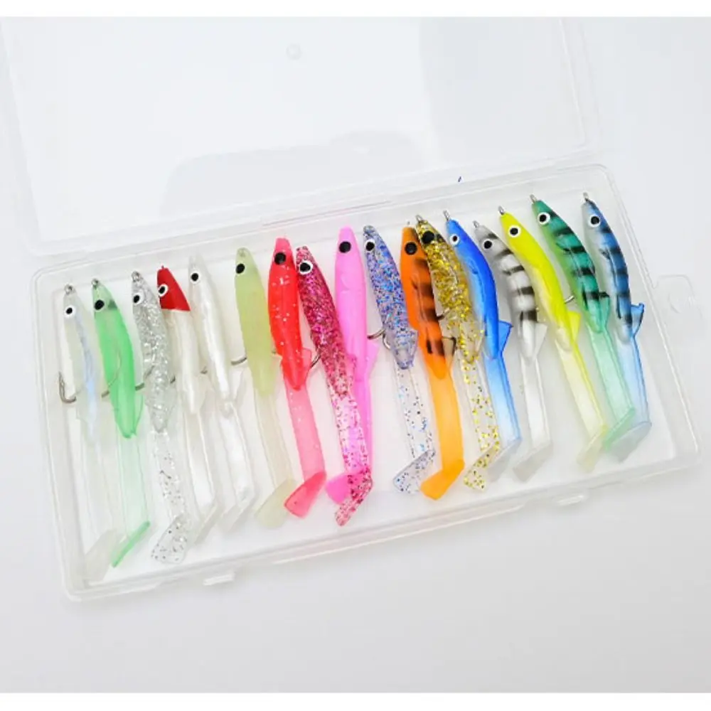 17PCS Mixed Color Raglou Fishing Sea Fishing Spinning Soft Lure Silicone Bait Shad Silicone Fishing Trolling Artificial Bait