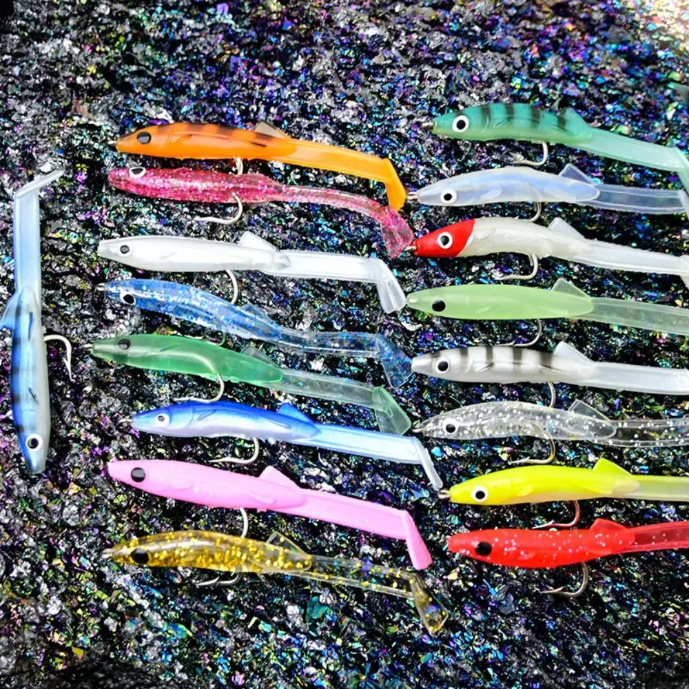 17PCS Mixed Color Raglou Fishing Sea Fishing Spinning Soft Lure Silicone Bait Shad Silicone Fishing Trolling Artificial Bait