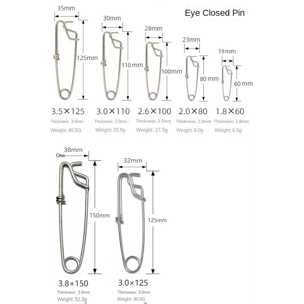 10PCS Premium Stainless Steel Longline Fishing Clips Corrosion-Resistant Swivels Branch Hangers For Tuna Snapper Sharks Fishing