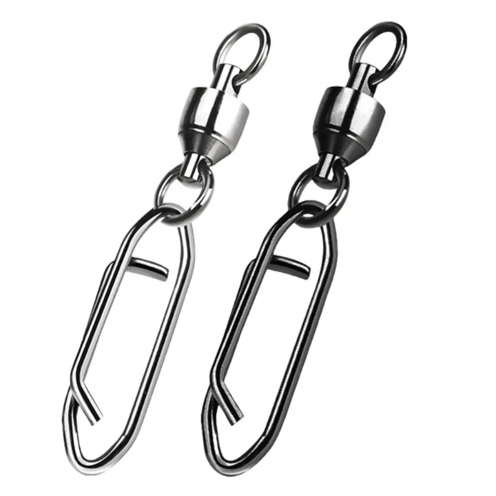 25Pcs Rotatable Stainless Steel Ball Bearing Swivel Fishing Power Clips Quick Change Hook High Strength Fishing Swivels Snap