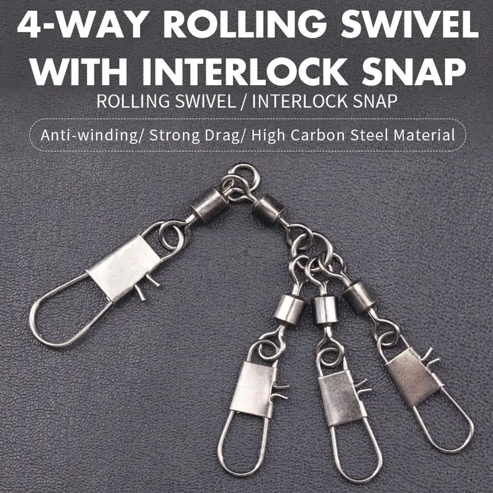 10PCS Stainless Steel Rolling Swivel with Hanging Snap Heavy Duty Ball Fishing Snap Connector with Pin Fishing Tackle Fishhooks