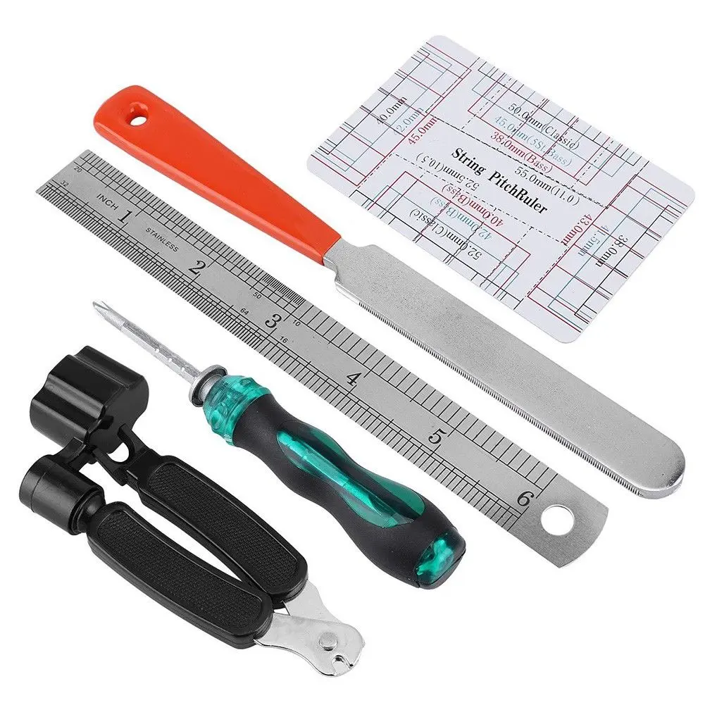 20PCS Guitar Tool Kit Repairing Maintenance Tools Guitar Care 3 in 1 String Winder Leveling Action Ruler Fret Sanding File Set