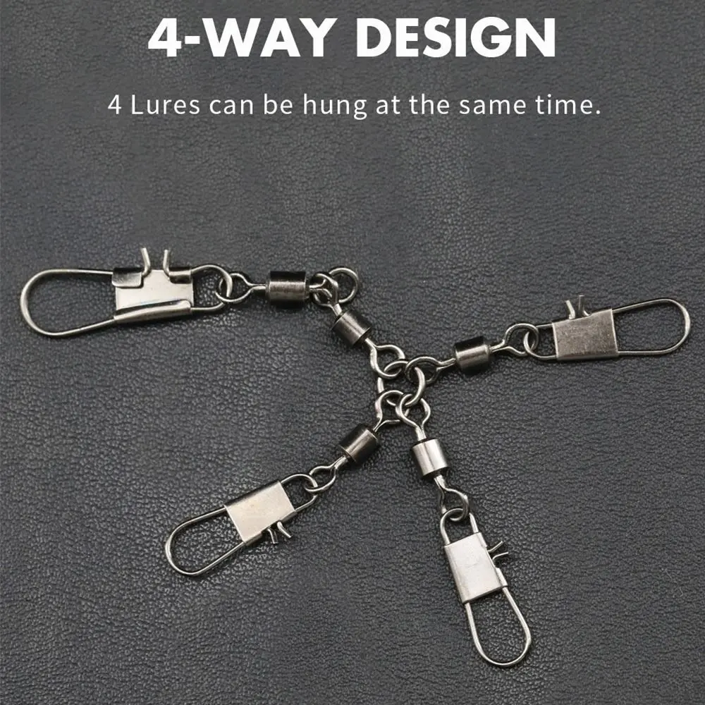 10PCS Stainless Steel Rolling Swivel with Hanging Snap Heavy Duty Ball Fishing Snap Connector with Pin Fishing Tackle Fishhooks