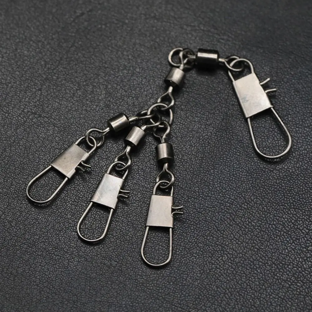 10PCS Stainless Steel Rolling Swivel with Hanging Snap Heavy Duty Ball Fishing Snap Connector with Pin Fishing Tackle Fishhooks