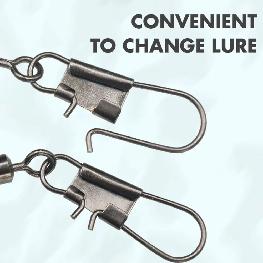 10PCS Stainless Steel Rolling Swivel with Hanging Snap Heavy Duty Ball Fishing Snap Connector with Pin Fishing Tackle Fishhooks