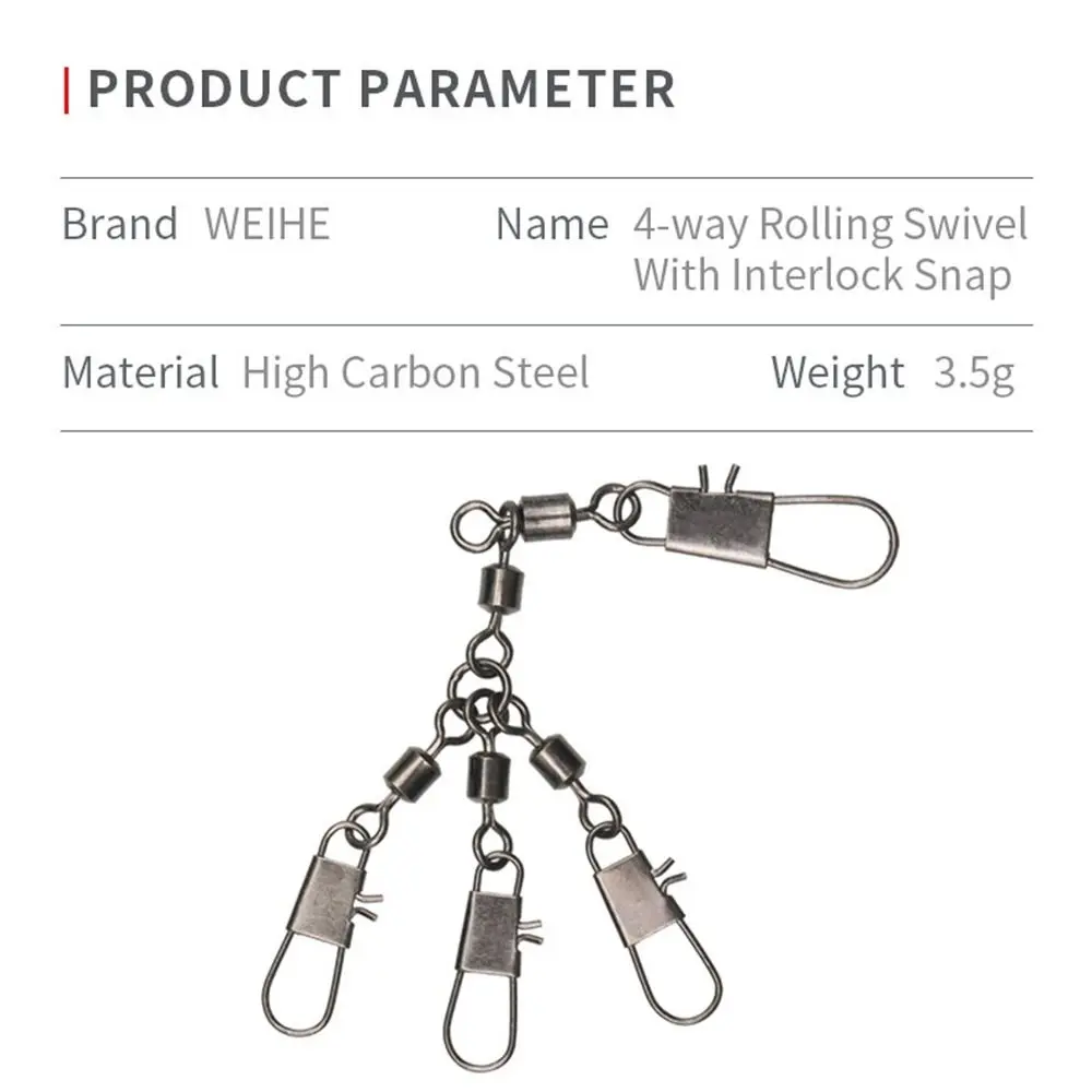 10PCS Stainless Steel Rolling Swivel with Hanging Snap Heavy Duty Ball Fishing Snap Connector with Pin Fishing Tackle Fishhooks