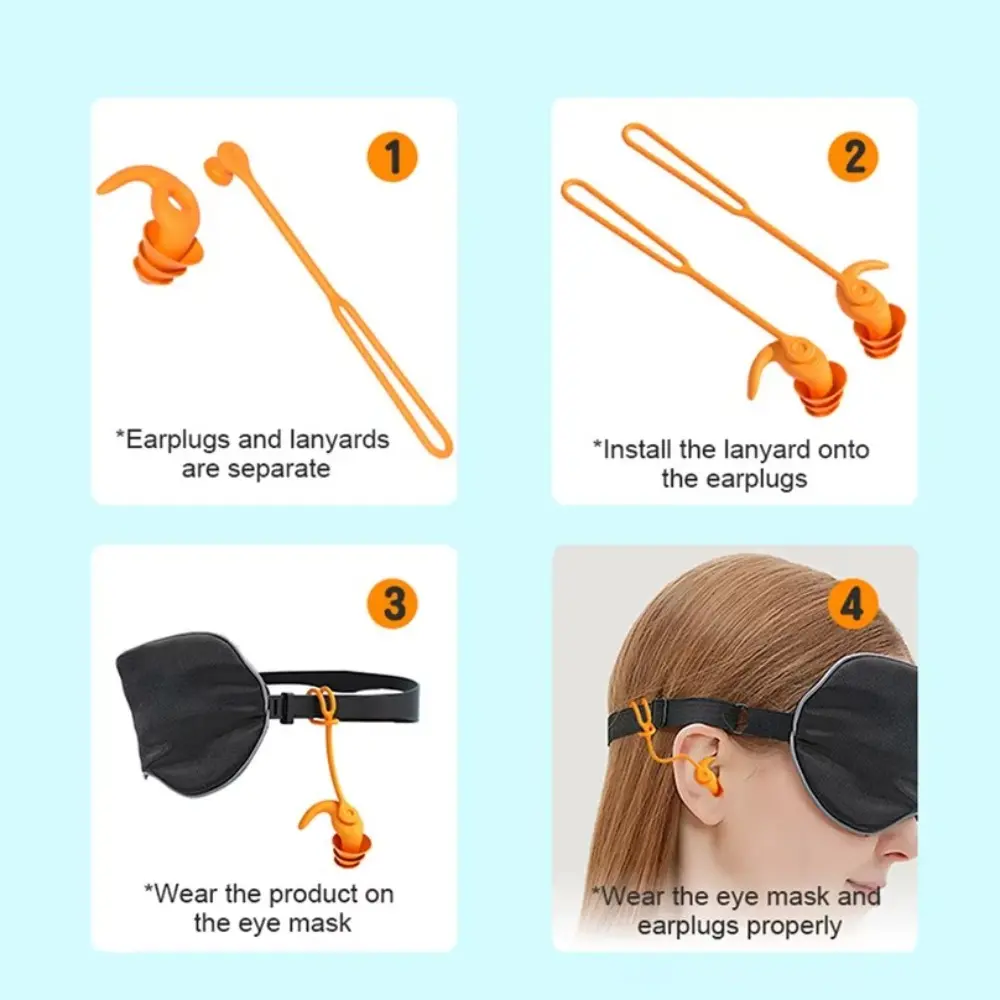 1 Pair Portable Silicone Swimming Earplugs Noise Reduction With Rope Ear Plugs Swimming Waterproof Anti-noise Sleeping Earplugs
