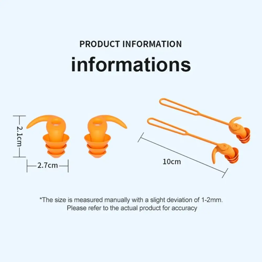 1 Pair Portable Silicone Swimming Earplugs Noise Reduction With Rope Ear Plugs Swimming Waterproof Anti-noise Sleeping Earplugs