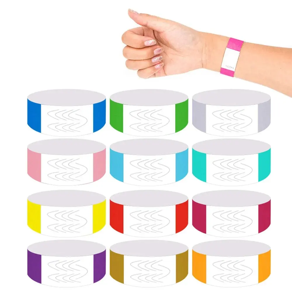 100PCS/Lot Count Tyvek Wristbands 3/4 Inch Disposable Waterproof Paper Wristbands for Party Playground Events Table Number