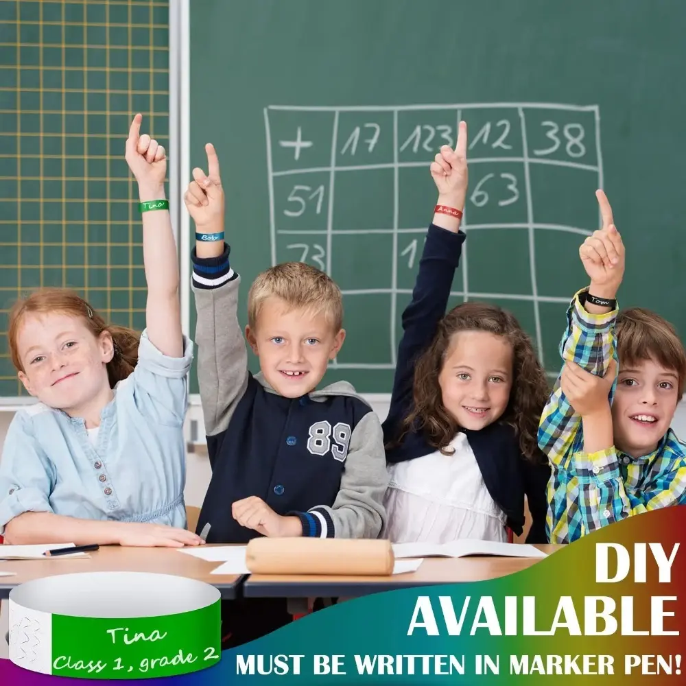 100PCS/Lot Count Tyvek Wristbands 3/4 Inch Disposable Waterproof Paper Wristbands for Party Playground Events Table Number