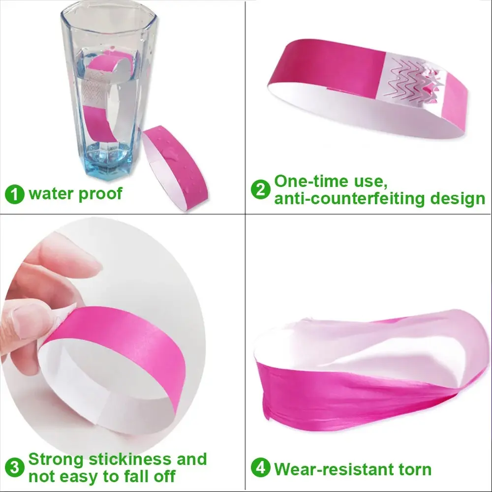 100PCS/Lot Count Tyvek Wristbands 3/4 Inch Disposable Waterproof Paper Wristbands for Party Playground Events Table Number
