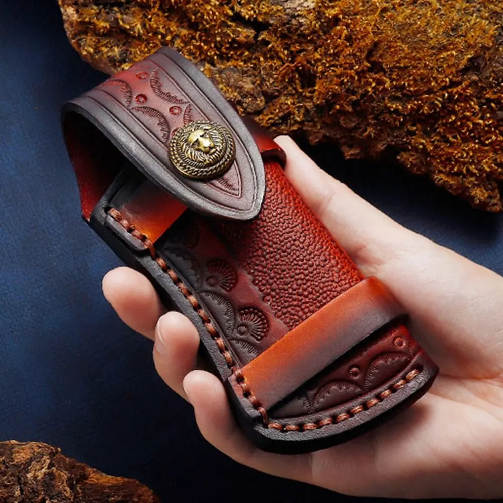 Fold Knife Leather Sheath Scabbard Tool Flashlight Belt Loop Case Holder Leather Sheath Pocket Hunt Camp Outdoor Carry Equipment