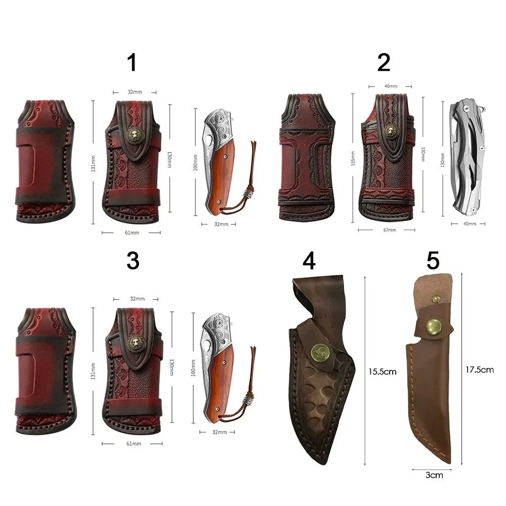 Fold Knife Leather Sheath Scabbard Tool Flashlight Belt Loop Case Holder Leather Sheath Pocket Hunt Camp Outdoor Carry Equipment