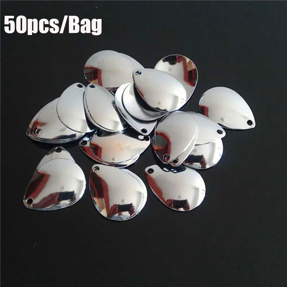 50PCS Fishing Attractor Spinner Accessory Fishing Flattie Attractor Spinner Blade Smooth Spoon Nickel VIB Lure Fishing Tackle