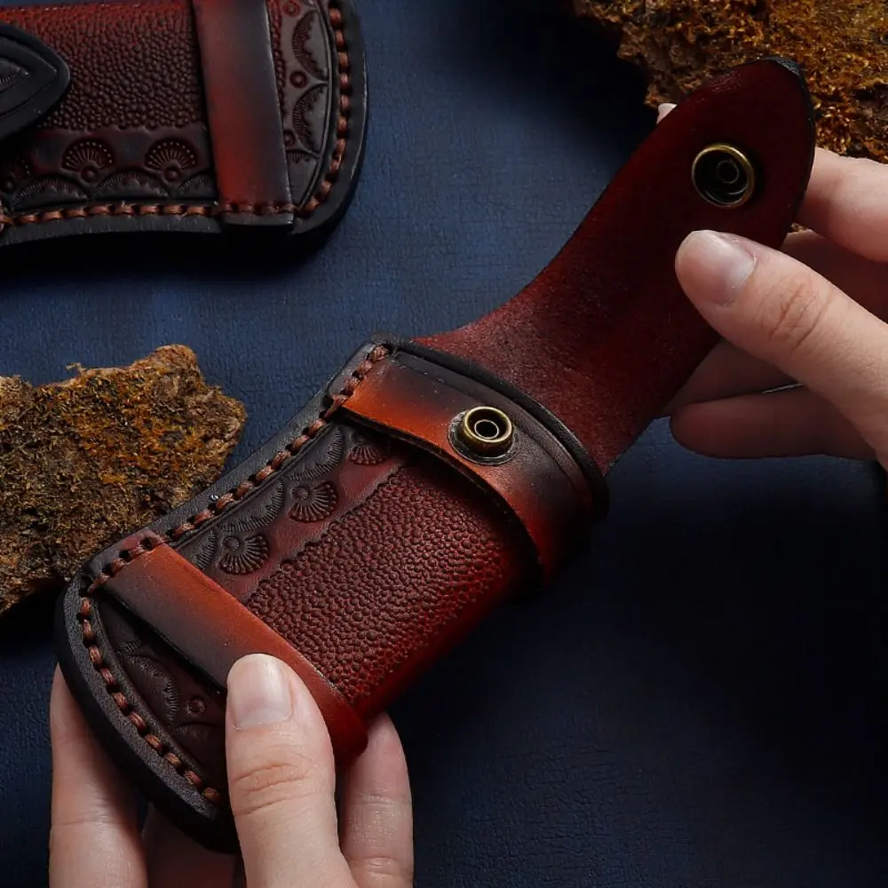 Brown/Black Fold Knife Scabbard Tool Flashlight Belt Loop Case Holder Leather Sheath Pocket Hunt Camp Outdoor Carry Equipment