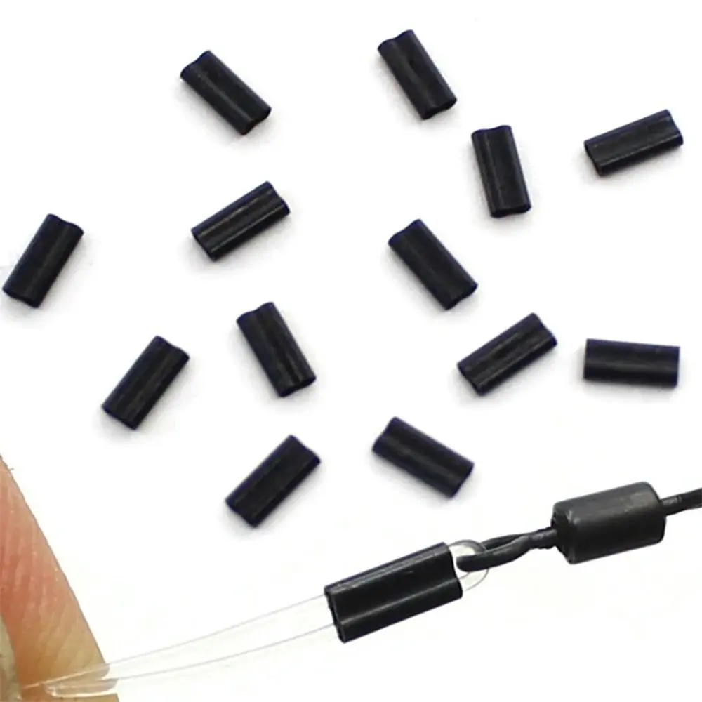 50pcs Portable Carbon tube 0.6mm 0.7mm Wire Crimp Connector Fishing Wire Tube Line Crimping Sleeves Double Aluminum Tube