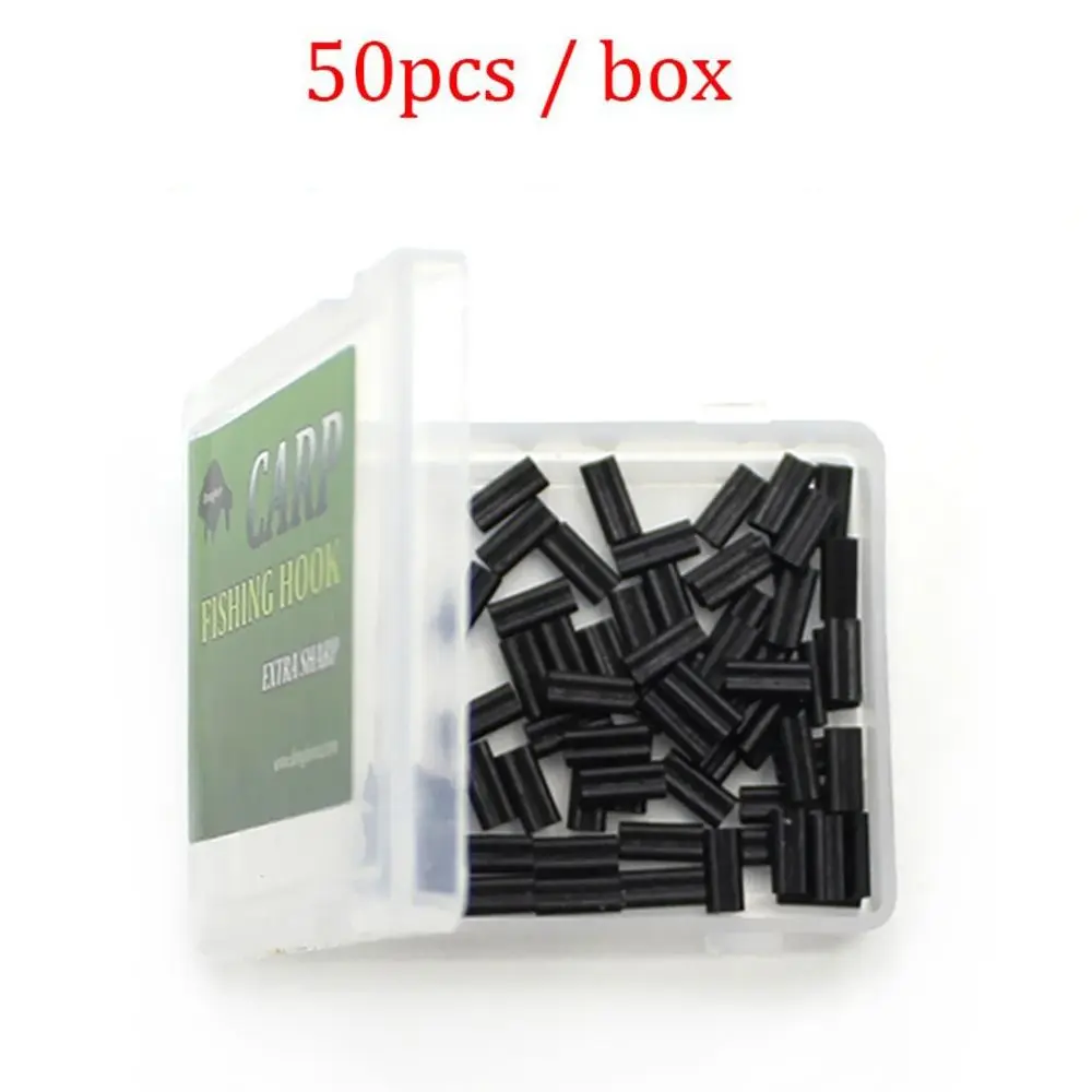 50pcs Portable Carbon tube 0.6mm 0.7mm Wire Crimp Connector Fishing Wire Tube Line Crimping Sleeves Double Aluminum Tube