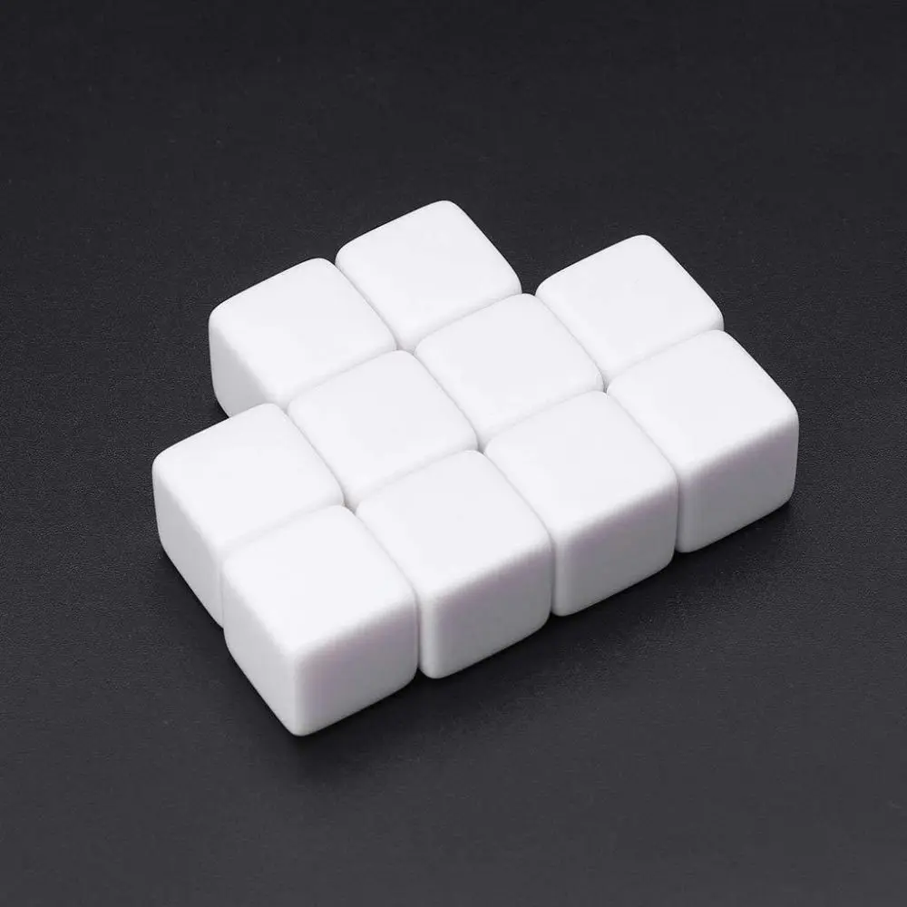 10PCS White Round/Square Corner Blank Dice 6-side Acrylic Tablegame Polyhedral Dice for DND Dice Tabletop Role-Playing Game Dice