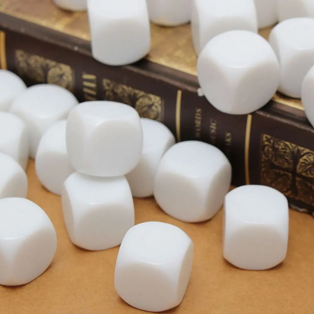 10PCS White Round/Square Corner Blank Dice 6-side Acrylic Tablegame Polyhedral Dice for DND Dice Tabletop Role-Playing Game Dice