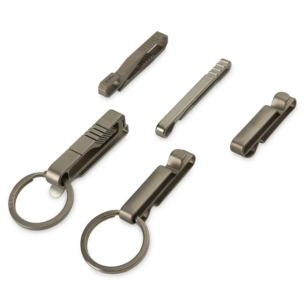 Titanium Alloy Key Ring Quick Draw Keychain Belt Clip Outdoor Hanging Molle Webbing Buckle Corkscrew Ribbon Ending Buckles Tool
