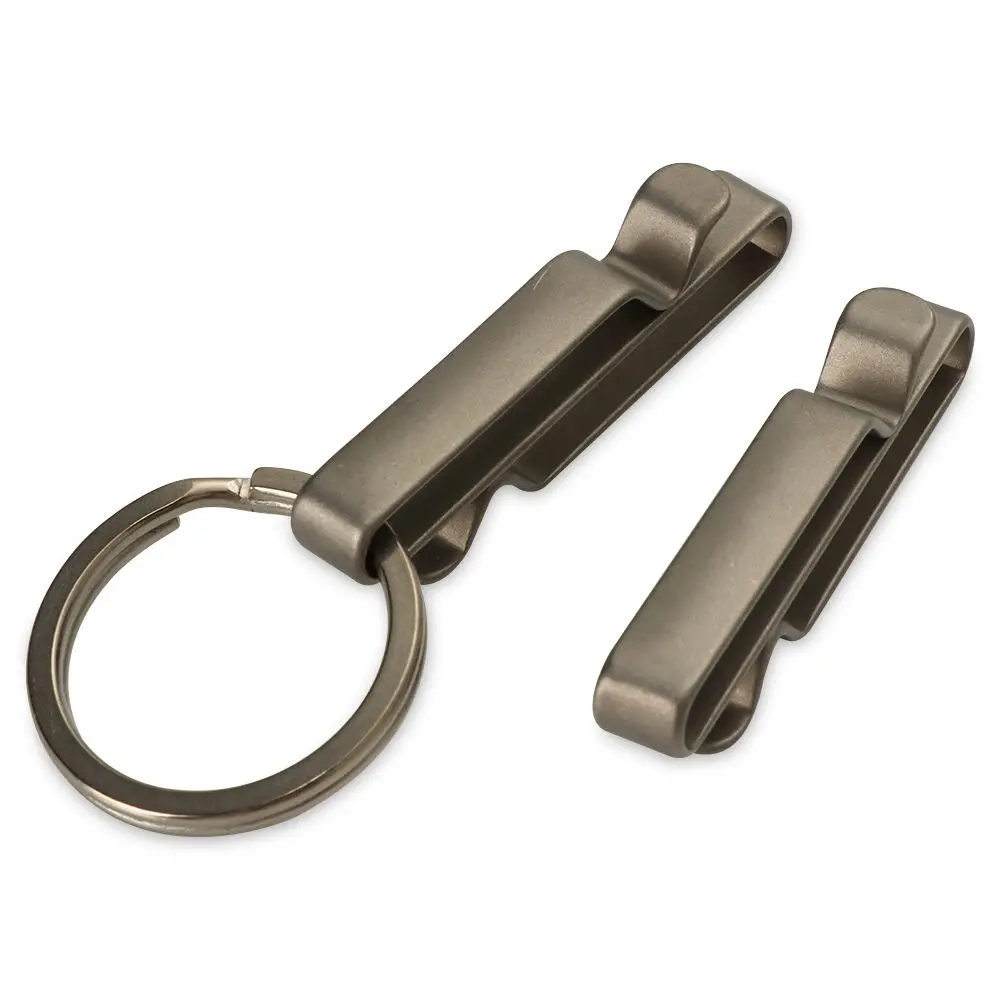 Titanium Alloy Key Ring Quick Draw Keychain Belt Clip Outdoor Hanging Molle Webbing Buckle Corkscrew Ribbon Ending Buckles Tool