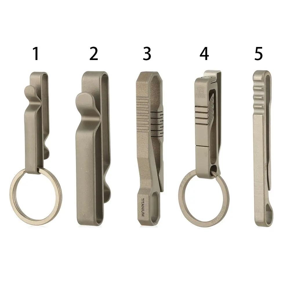 Titanium Alloy Key Ring Quick Draw Keychain Belt Clip Outdoor Hanging Molle Webbing Buckle Corkscrew Ribbon Ending Buckles Tool