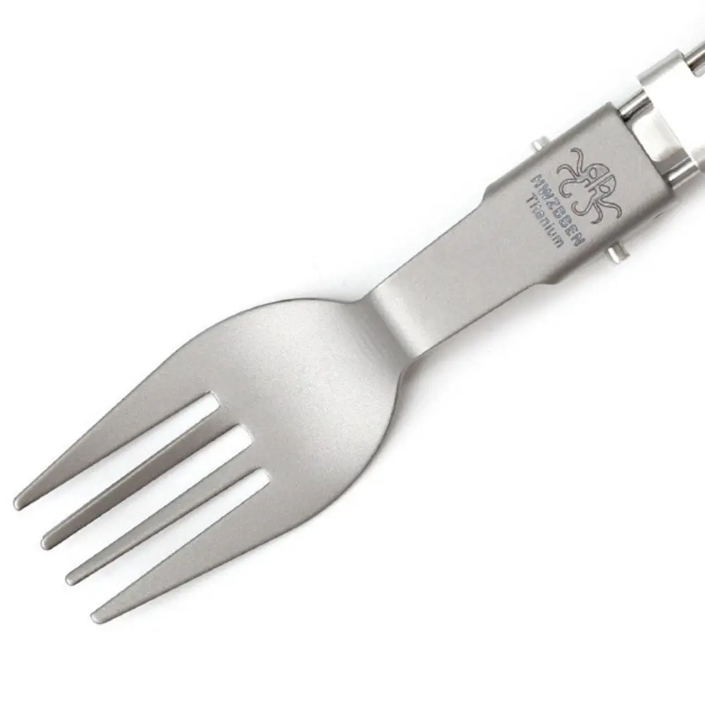 Half Polished Titanium Folding Fork Portable Fork Spoon Foldable Travel Kit Outdoor Tableware Set Hiking Picnic Camping Supplies