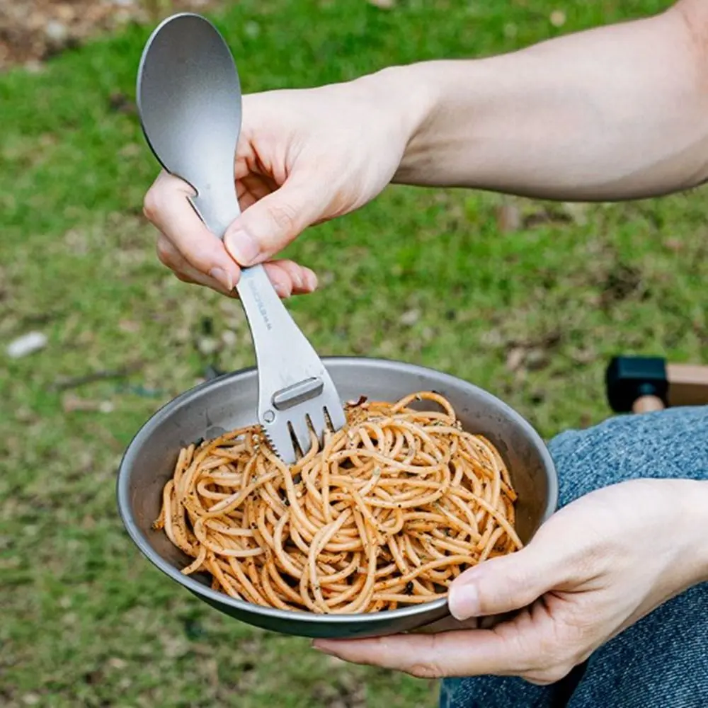 Multifunctional 5in1 Titanium Spoon Bottle Opener Ultralight Titanium Cookware Cutler Fork Spoon EDC Outdoor Picnic Accessories