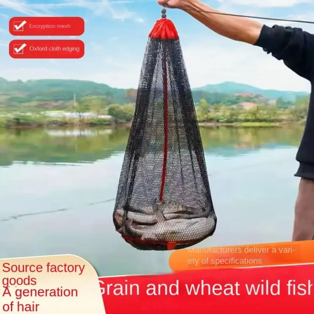 Toughness Nylon Fishing Net Bag Green Foldable Thread Collapsible Fish Cage Fishing Basket And Protection Fishing Net