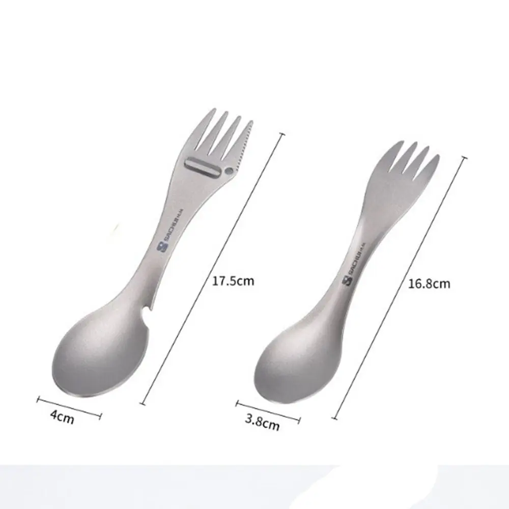 Multifunctional 5in1 Titanium Spoon Bottle Opener Ultralight Titanium Cookware Cutler Fork Spoon EDC Outdoor Picnic Accessories